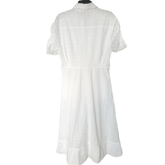 Zara White Eyelet Midi Dress button front size M - Picture 2 of 12